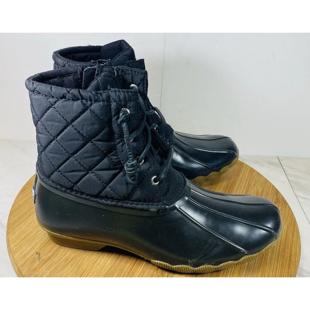 Sperry Girls Saltwater Rain Boots Black Size 6 M